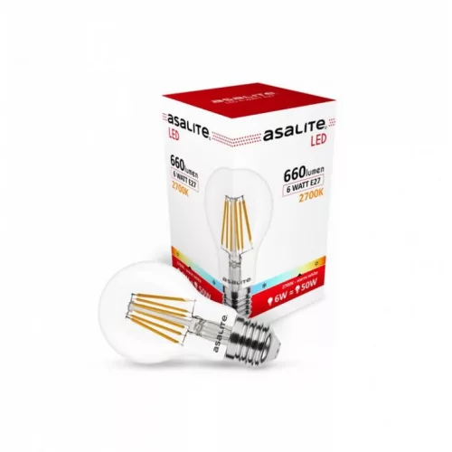 Asalite LED izzó A60 filament gömb E27 6W 2700K (660 lumen)