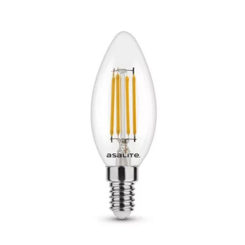 Asalite LED izzó C35 filament gyertya E14 4W 4000K (400 lumen)