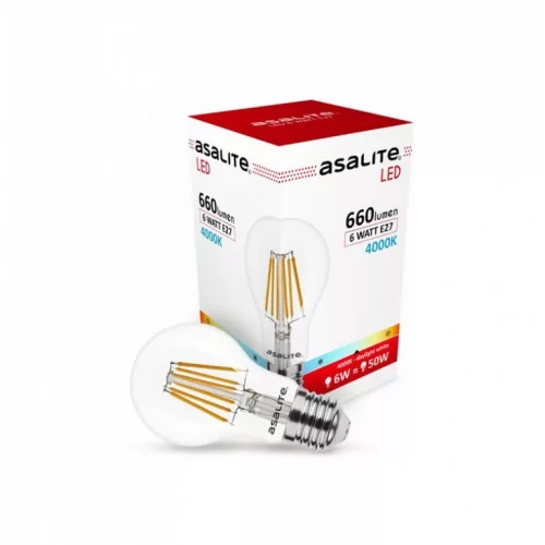 Asalite LED izzó A60 filament gömb E27 6W 4000K (660 lumen)