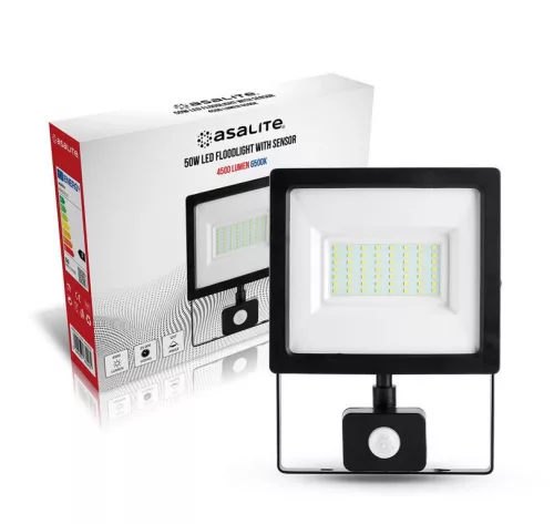 Asalite LED reflektor slim 50W 6500K (4500 lumen) + mozgásérzékelő szenzor