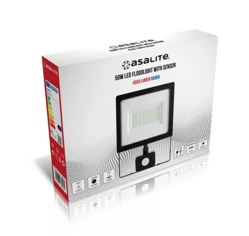 Asalite LED reflektor slim 50W 6500K (4500 lumen) + mozgásérzékelő szenzor