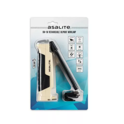 Asalite prémium LED akkumulátoros olajálló munkalámpa 6W+1W (550 lumen)