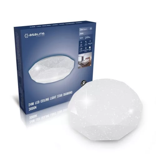 Asalite LED mennyezeti lámpa Victoria 24W 3000K (2050 lumen) gyémánt/csillagos