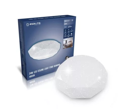 Asalite LED mennyezeti lámpa Victoria 24W 4000K (2050 lumen) gyémánt/csillagos