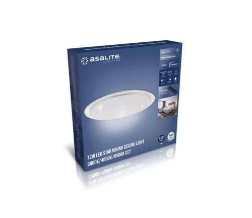 Asalite LED mennyezeti lámpa Emma 72W 3000K/4000K/6500K (6120 lumen) kerek/csillagos + távirányító CCT