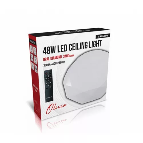 Asalite LED mennyezeti lámpa Olivia 48W 3000K/4000K/6500K (3400 lumen) gyémánt + távirányító CCT