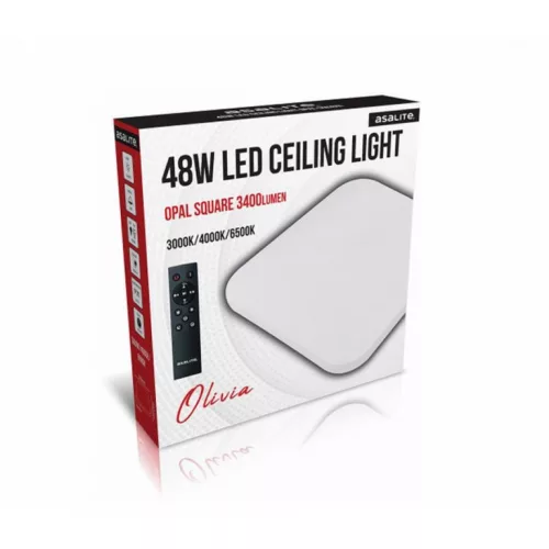 Asalite LED mennyezeti lámpa Olivia 48W 3000K/4000K/6500K (3400 lumen) négyzet + távirányító CCT