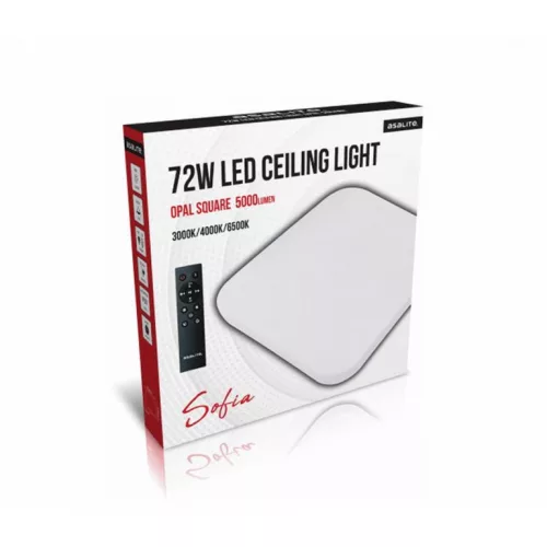 Asalite LED mennyezeti lámpa Sofia 72W 3000K/4000K/6500K (5000 lumen) négyzet + távirányító CCT