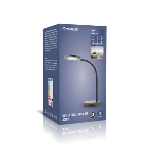 Asalite LED asztali lámpa 6W (500 lumen) fekete