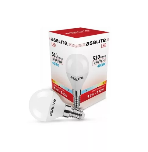 Asalite LED izzó G45 mini gömb E14 6W 4000K (510 lumen)