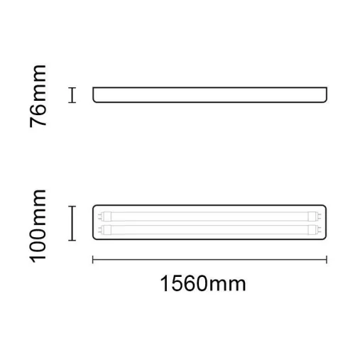Asalite prémium IP65 armatúra 2x150cm T8 LED csőre előkészítve (2x22W fénycső nem tartozék)