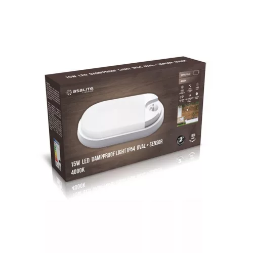 Asalite LED cseppálló lámpa IP54 15W 4000K(1400 lumen) ovális+szenzor