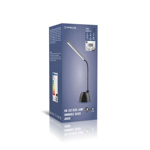 Asalite LED asztali lámpa dimmerelhető 6W (480 lumen) fekete