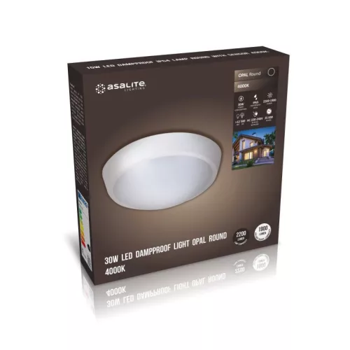 Asalite LED cseppálló lámpa IP65 30W 4000K (2200 lumen) kerek