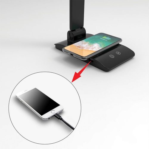 Asalite LED asztali lámpa dimmerelhető 7W (450 lumen) CCT wireless USB fekete