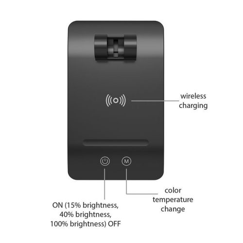 Asalite LED asztali lámpa dimmerelhető 7W (450 lumen) CCT wireless USB fekete