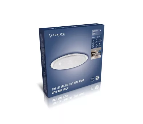 Asalite LED mennyezeti lámpa Linda 36W 3000K(3240 lumen)kerek/csillagos gyűrűvel