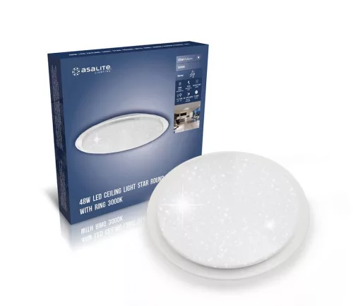 Asalite LED mennyezeti lámpa Lily 48W 3000K(4320 lumen) kerek/csillagos gyűrűvel