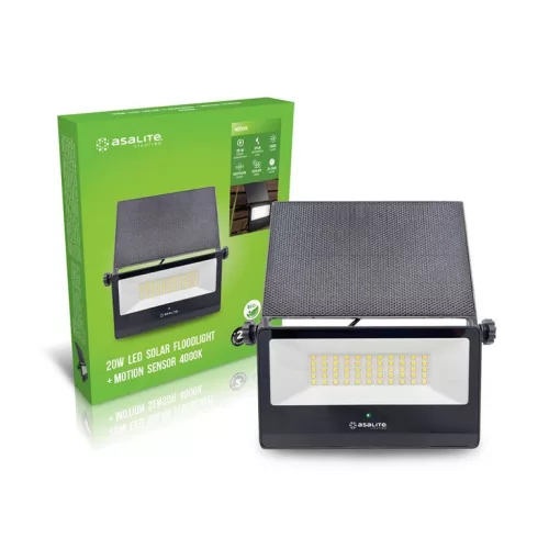 Asalite LED napelemes lámpa slim 20W 4000K (1800 lumen)+mozgásérzékelő szenzor