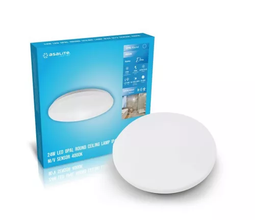 Asalite LED mennyezeti lámpa dora IP44 24W 4000K (2470 lumen) kerek + mikróhullámú szenzor