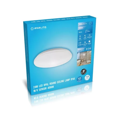 Asalite LED mennyezeti lámpa dora IP44 24W 4000K (2470 lumen) kerek + mikróhullámú szenzor