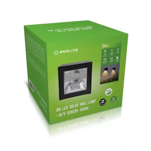 Asalite napelemes kültéri lámpa IP44 3W 4000K (200 lumen) + mikróhullámú szenzor