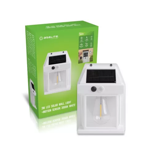 Asalite napelemes kültéri lámpa IP44 3W 3000K (100 lumen) fehér + PIR szenzor