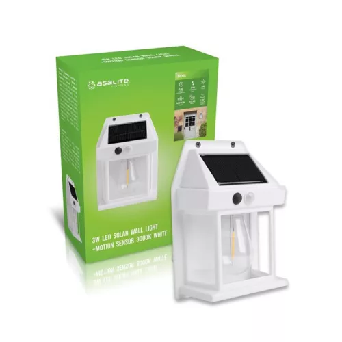 Asalite napelemes kültéri lámpa IP44 3W 3000K (100 lumen) fehér + PIR szenzor