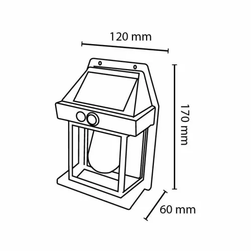 Asalite napelemes kültéri lámpa IP44 3W 3000K (100 lumen) fehér + PIR szenzor