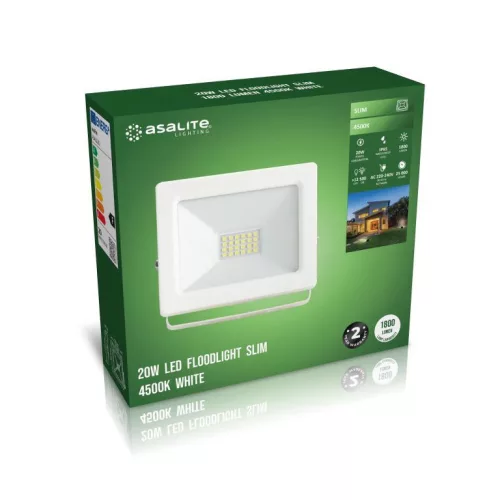Asalite LED fehér reflektor slim 20W 4500K (1800 lumen)