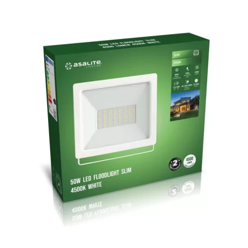 Asalite LED fehér reflektor slim 50W 4500K (4500 lumen)