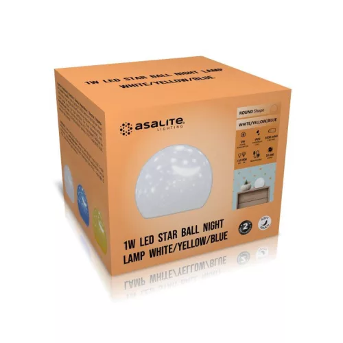 Asalite LED éjjeli lámpa csillagos gömb 1W