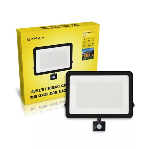 Asalite LED reflektor slim 100W 4500K (9000 lumen) + mozgásérzékelő szenzor