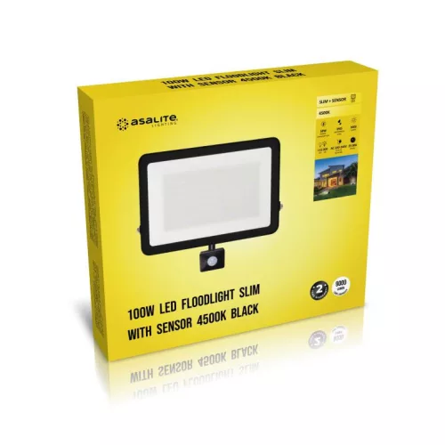 Asalite LED reflektor slim 100W 4500K (9000 lumen) + mozgásérzékelő szenzor