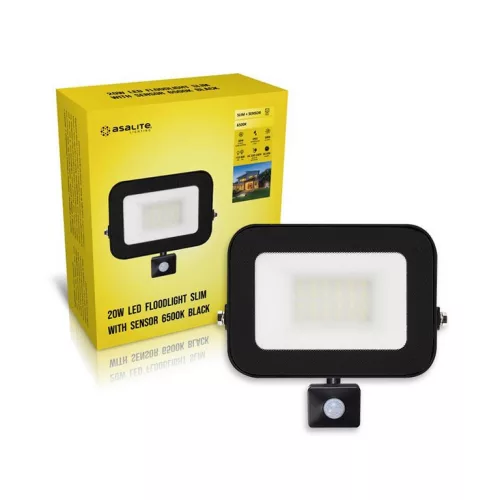 Asalite LED reflektor slim 20W 6500K (1800 lumen) + mozgásérzékelő szenzor