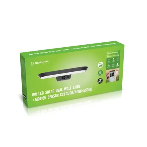 Asalite LED napelemes kültéri lámpa IP54 6W CCT (600 lumen) ovális + szenzor