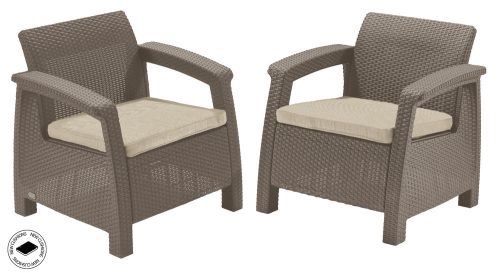 ALLIBERT CORFU DUO MŰRATTAN KERTI FOTELEK 2DB - cappuccino