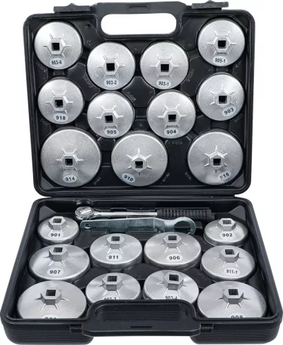 BGS olajszűrőkulcs-készlet fröccsöntött alumínium 12,5 mm (1/2") 23 darabos