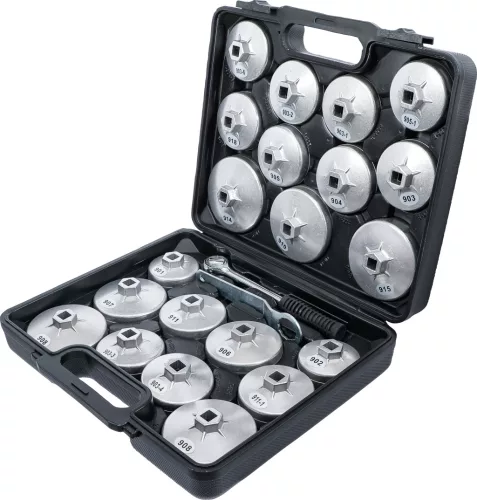 BGS olajszűrőkulcs-készlet fröccsöntött alumínium 12,5 mm (1/2") 23 darabos