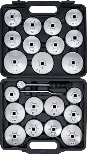 BGS olajszűrőkulcs-készlet fröccsöntött alumínium 12,5 mm (1/2") 23 darabos