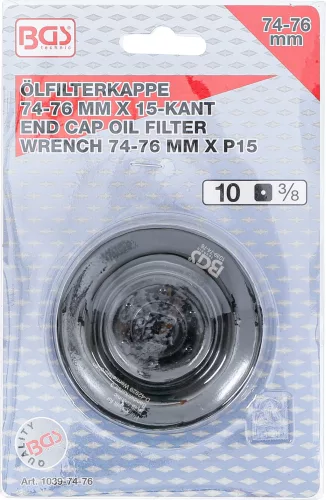BGS olajszűrőkulcs 15 élű Ø 74 - 76 mm Audi, Ford, Mercedes-Benz, Opel, VW