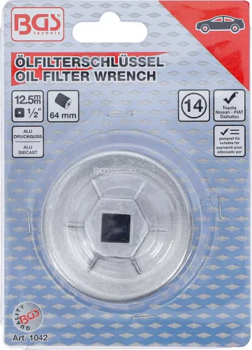 BGS olajszűrőkulcs 14 élű Ø 64 mm Daihatsu, Fiat, Nissan, Toyota