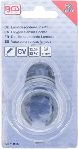 BGS lambdaszonda kulcs szögben kivitelezett 12,5 mm(1/2") kettős 4 szögletű 22x11 mm