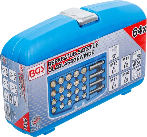 BGS javítókészlet olajleeresztő csavarmenethez 64 darabos