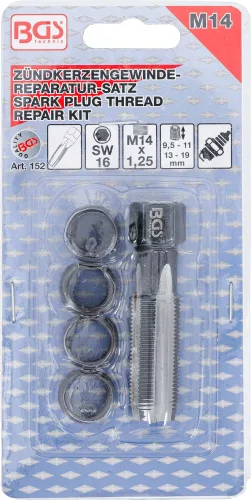BGS javítókészlet izzítógyertya-csavarmenethez M14 x 1,25 mm 5 darabos