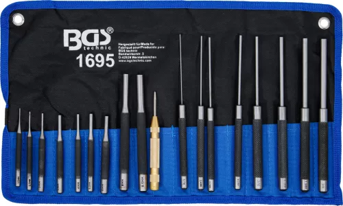 BGS sasszegkiütő készlet 100 - 150 - 200 mm 1,5 - 9,5 mm pontozóval együtt 18 darabos