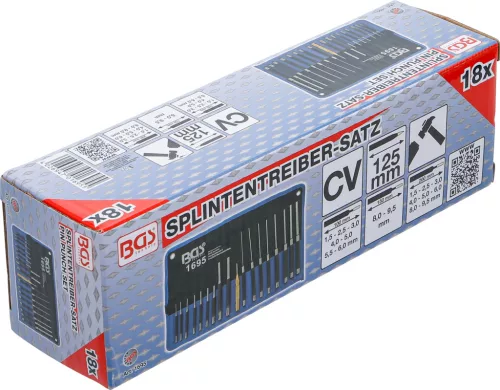BGS sasszegkiütő készlet 100 - 150 - 200 mm 1,5 - 9,5 mm pontozóval együtt 18 darabos