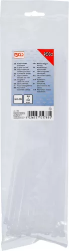 BGS kábelkötegelő-készlet fehér 4,8 x 250mm 50 darabos