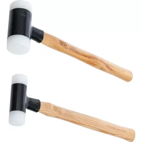 BGS műanyag kalapács készlet Hickory nyéllel visszaütésmentes Ø 30 / 45 mm 300 / 550 g 2 darabos