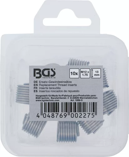 BGS tartalék menetes betétek M12 x 1,75 10 darabos